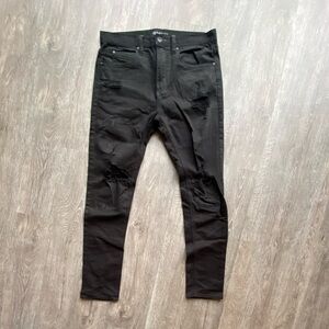 Dark black distressed jeans